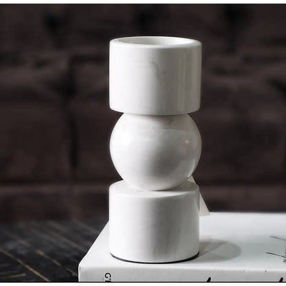 Marmeren kandelaar Marble wit - 19,5 cm