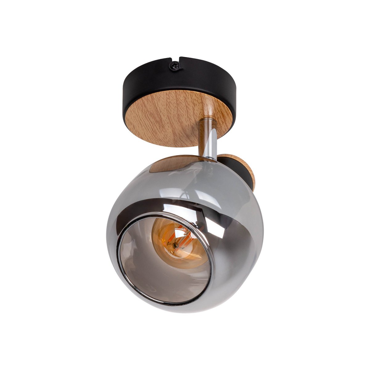 Glazen wandvlek "fumoso", wandlamp gemaakt van zwart en rookglas in zwart en de natuur, met E14 - aansluiting, voor eetkamer, woonkamer, gang of kantoor, lamp voor woonkamer, eetkamer, gang of gang 16 x 14 cm - OutHome