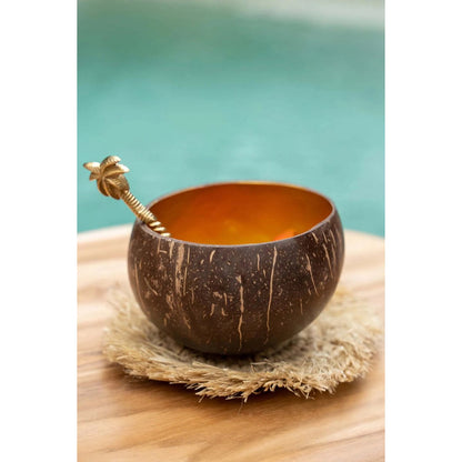 Natuurlijke kokoskom The coco food bowl goudkleurig