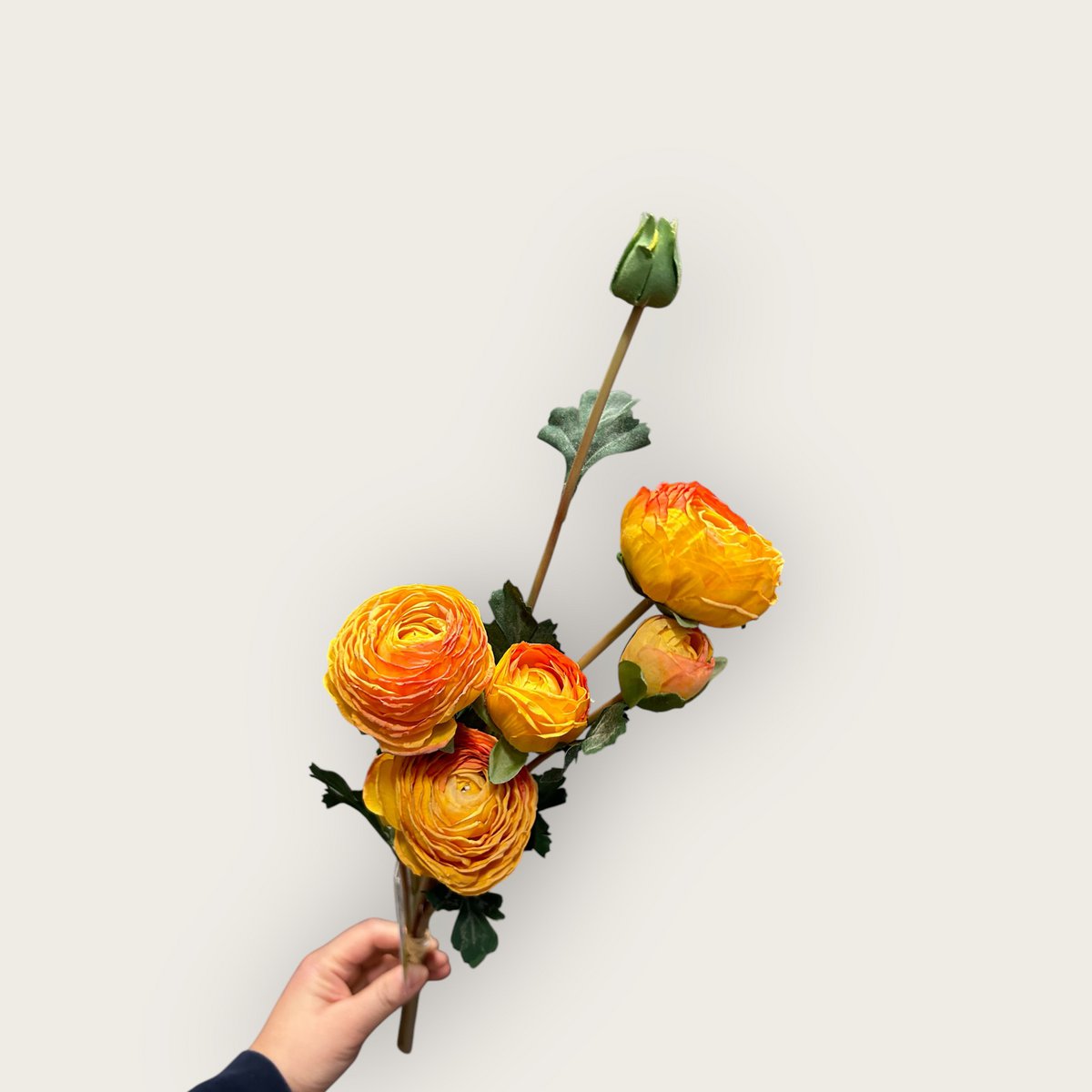 Kunstbloemen boeket Ranonkels orange - 55 cm