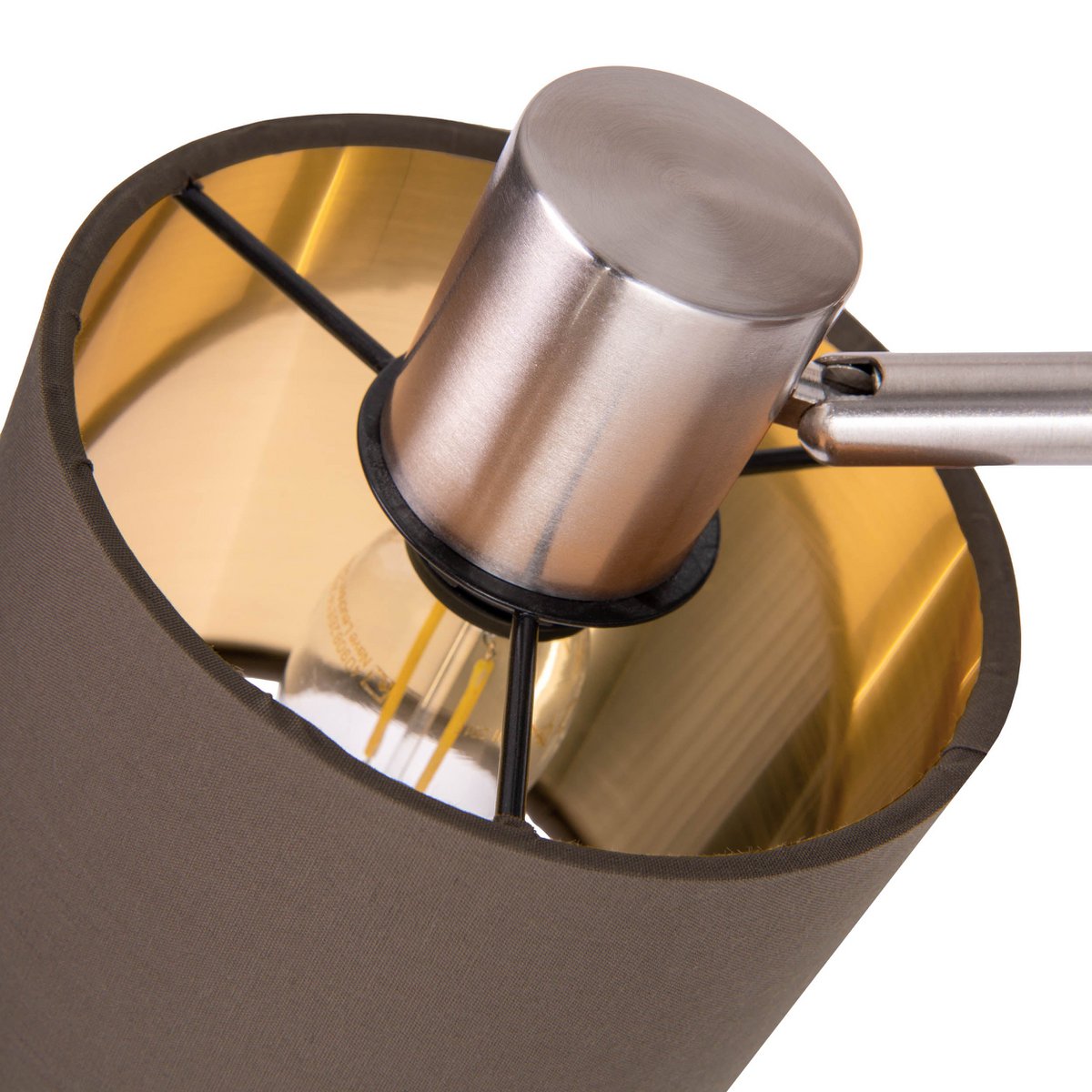 Vloerlamp Maron Satijn/Bruin - 153 cm (E14)