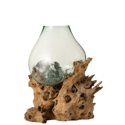 Vaas XL Op Voet - Gamal Hout & Gerecycleerd Glas - OutHome