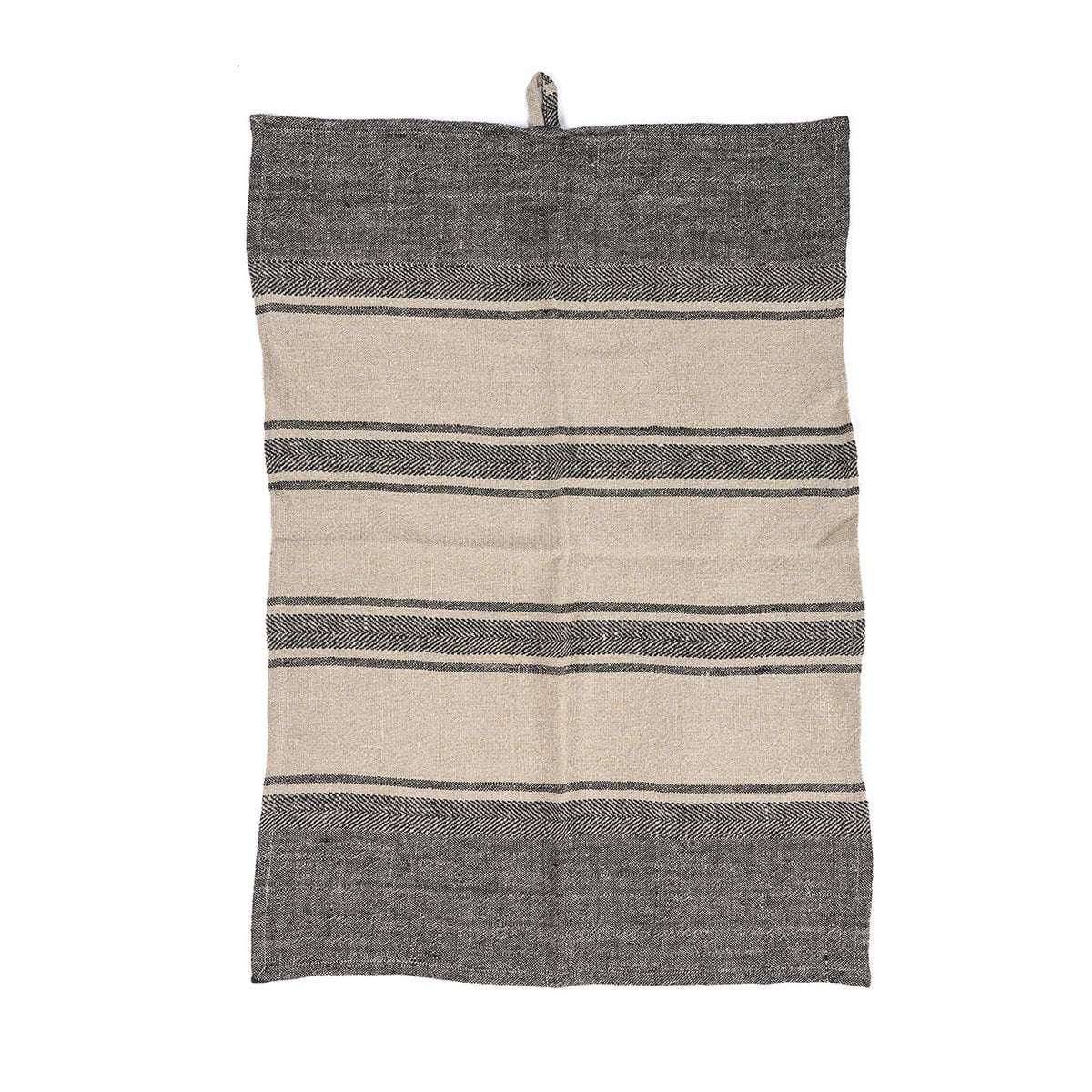 Linnen keukendoek Dash naturel zwart - 50x70 cm