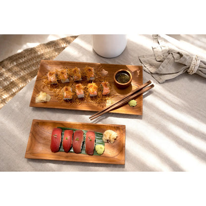 Teak sushi bord Teak root sushi plate bruin - 35 cm
