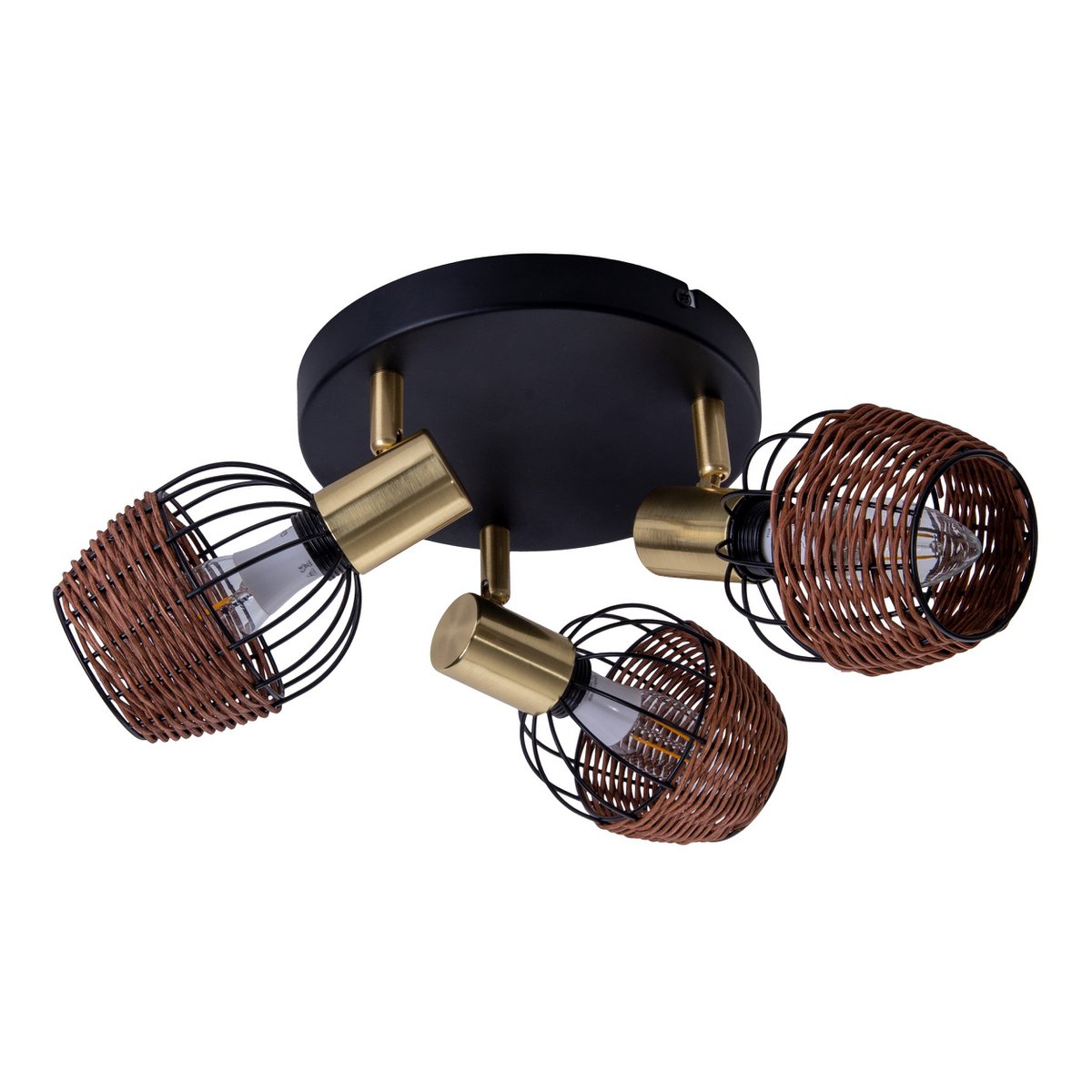 Plafondlamp Corbis 3-Lichts Zwart/Rotan - Ø 38 cm (E14)