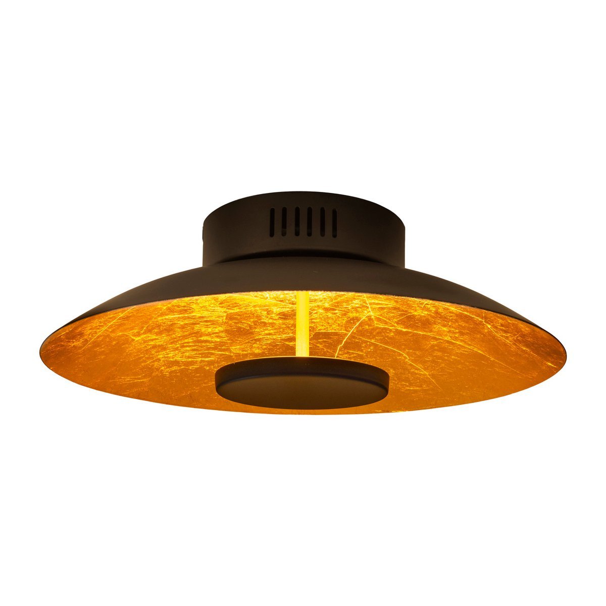 LED - plafondlamp "Firenze" metalen plafondlamp in zwart en goud, stevig geïnstalleerd, verlichting voor woonkamer, kantoor of de toegangsstang van 30 cm diameter - OutHome