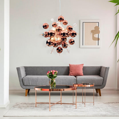 Hanger lamp "explosie" van metaal en glas, G9 - versies, hangende lamp voor eetkamer, woonkamer, gang of kantoor, Øca. 65 cm - OutHome