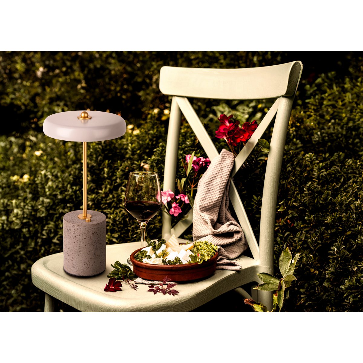 Acculamp Seta Grijs Metaal/Beton - 30 cm