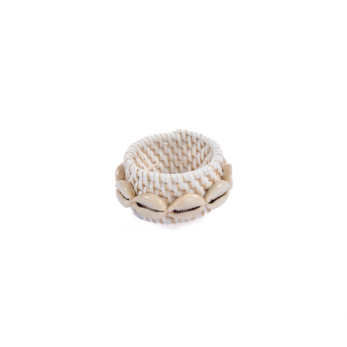 Rotan servetring Schelp wit (set van 4)