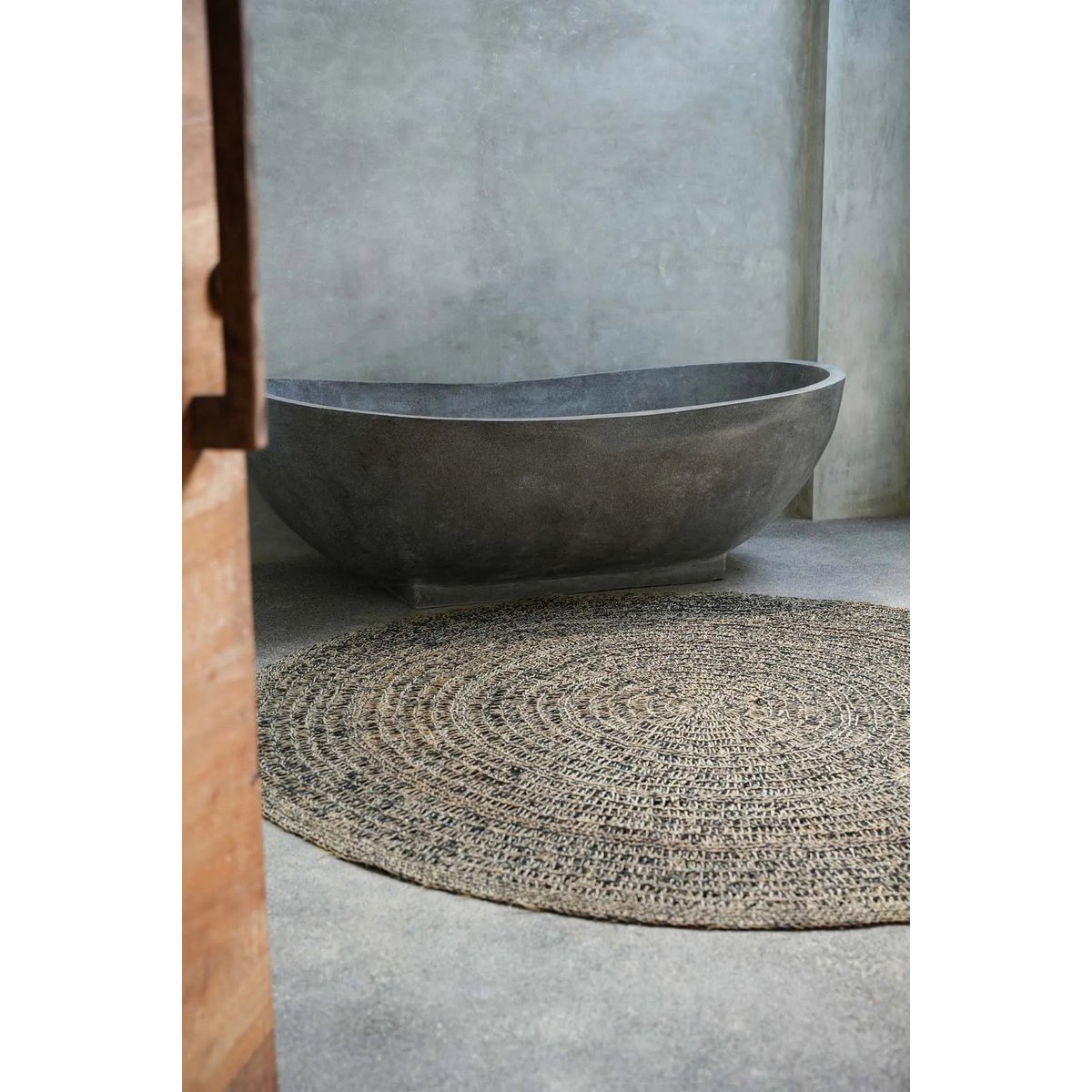 Tapijt Zeegras naturel zwart - 200 cm