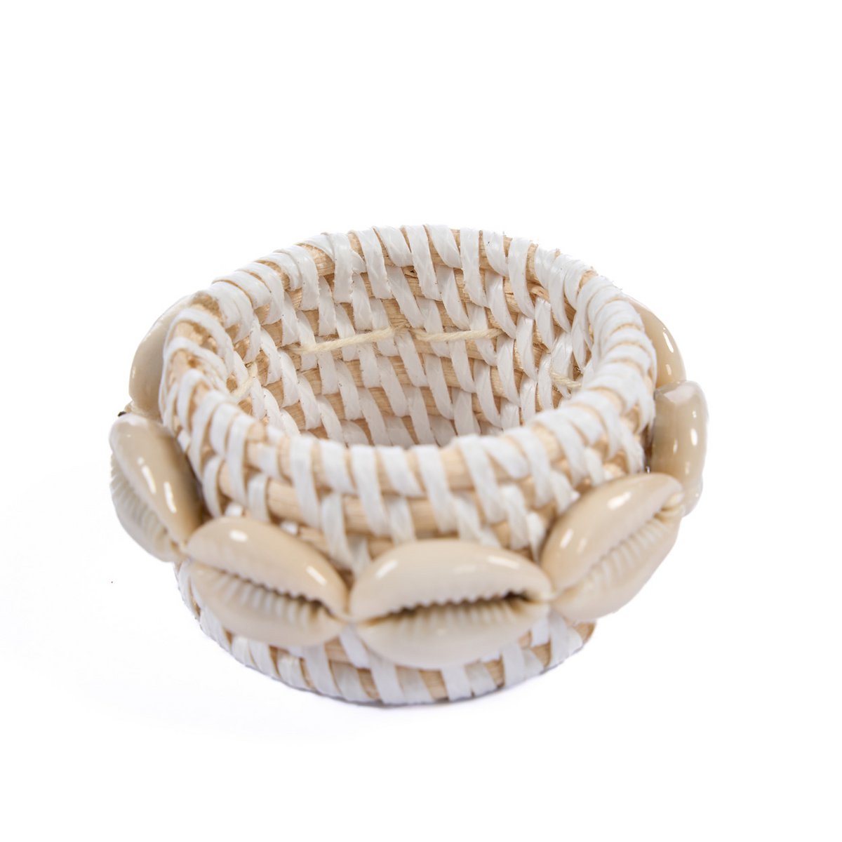 Rotan servetring Schelp wit (set van 4)