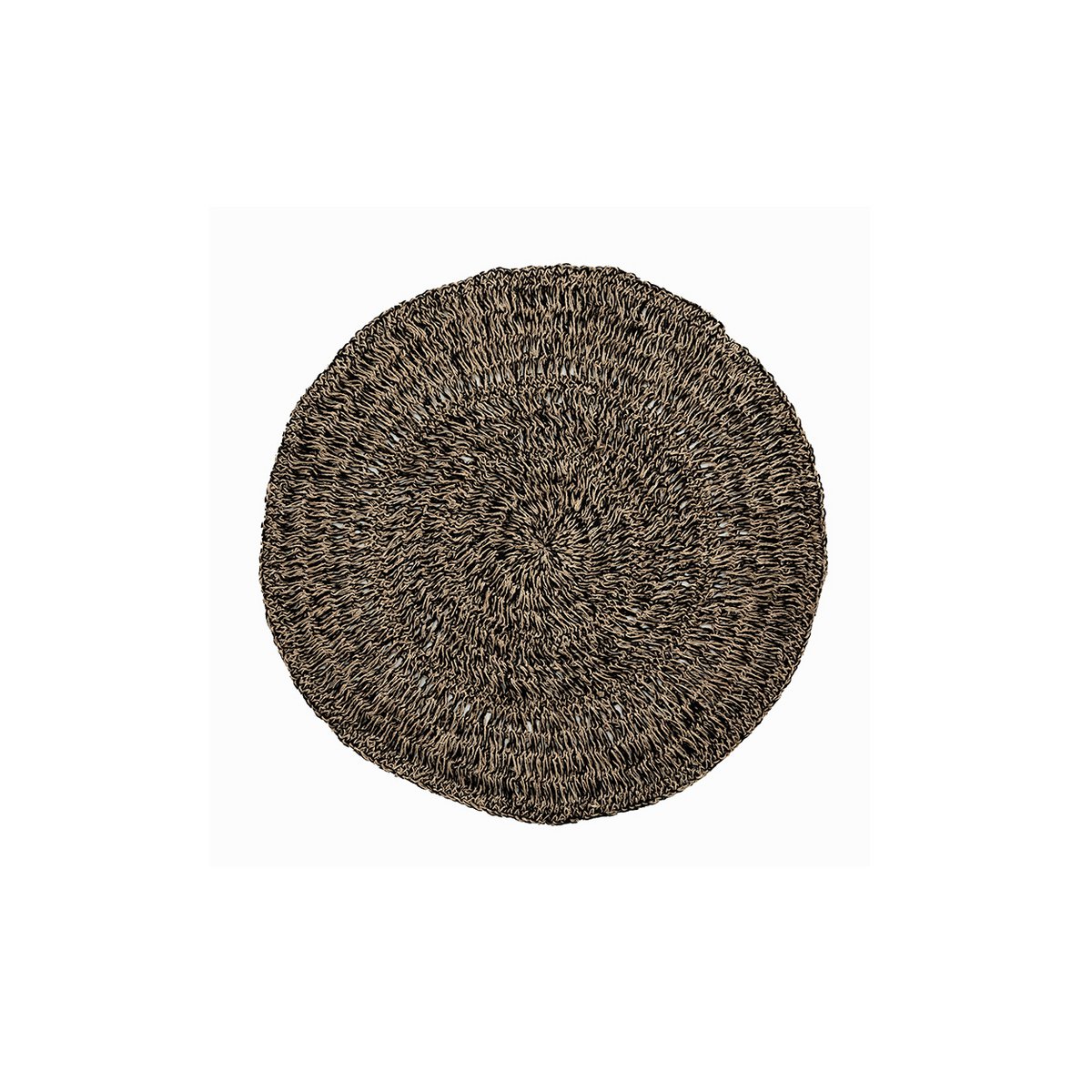 Ronde tapijt Zeegras naturel zwart - 100 cm