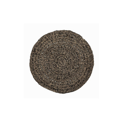Ronde tapijt Zeegras naturel zwart - 100 cm
