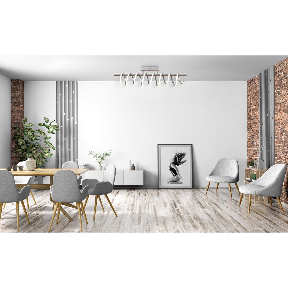 LED Plafondlamp Belleza Nikkel/Wit - 100 cm