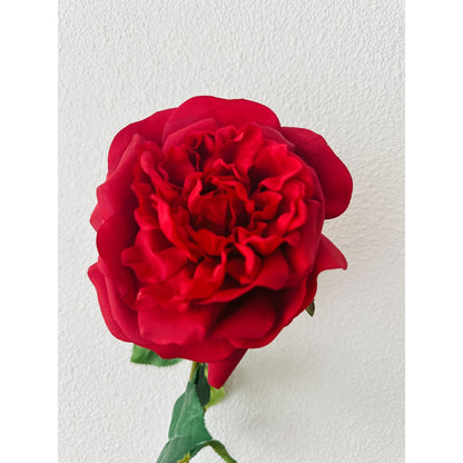Zijden kunstbloem Hand touch rose rood - 65 cm