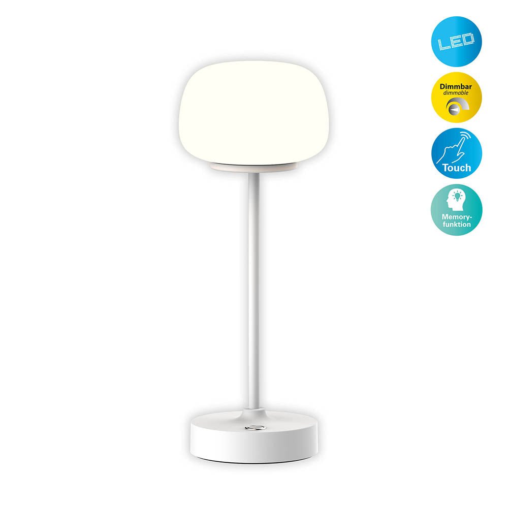 LED Acculamp Pina Wit/Wit Glas - 30 cm