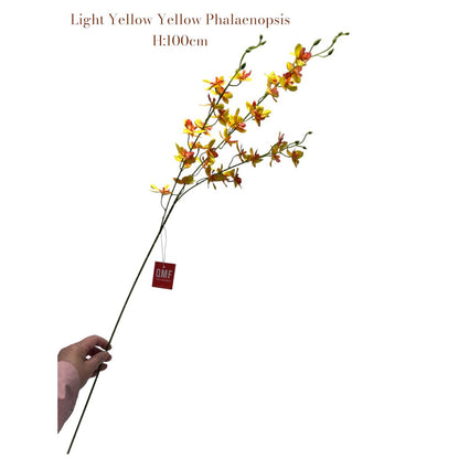 Zijden kunstbloem Phalaenopsis lichtgeel - 100 cm