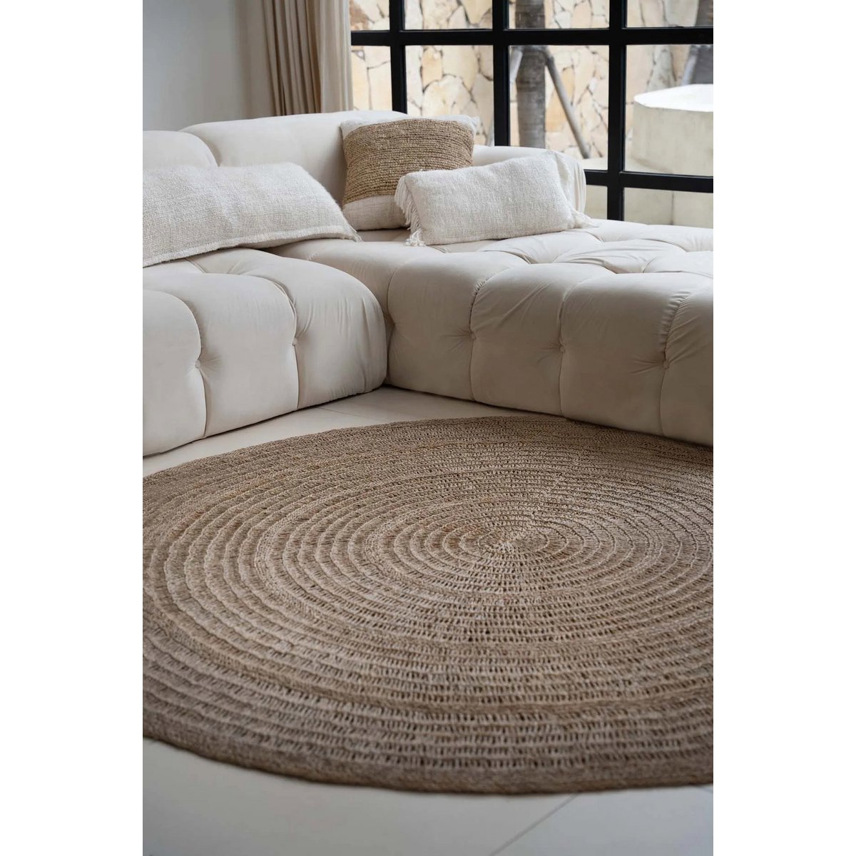 Ronde zeegrastapijt naturel - 200 cm