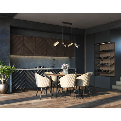 Led hanger lamp "Tessa" amandel, 150 cm hoog, 110 cm lang, gemaakt van metaal in matte amandel (Pantone 481 C) en zwart - wit plastic - OutHome