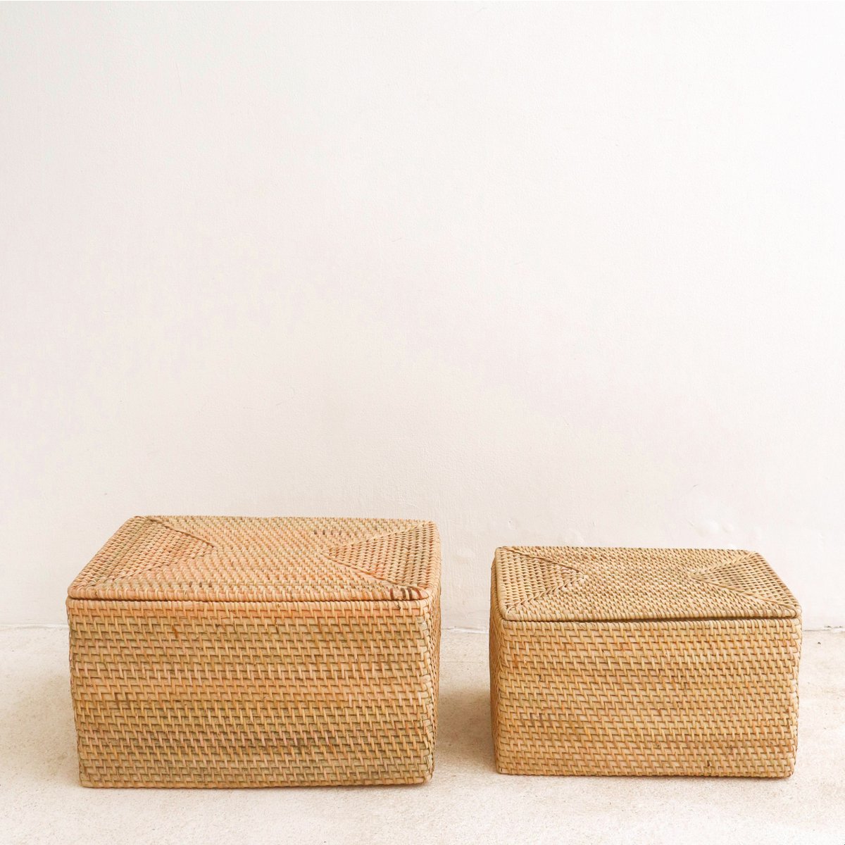 Plankmand Graha Rotan Beige met Deksel (2 maten)