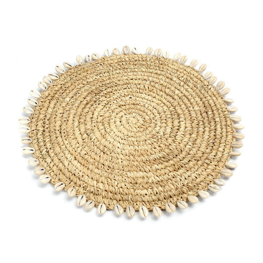 Raffia placemat Schelp naturel