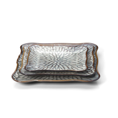 Porseleinen bord Lotus ice square grijs bruin - M
