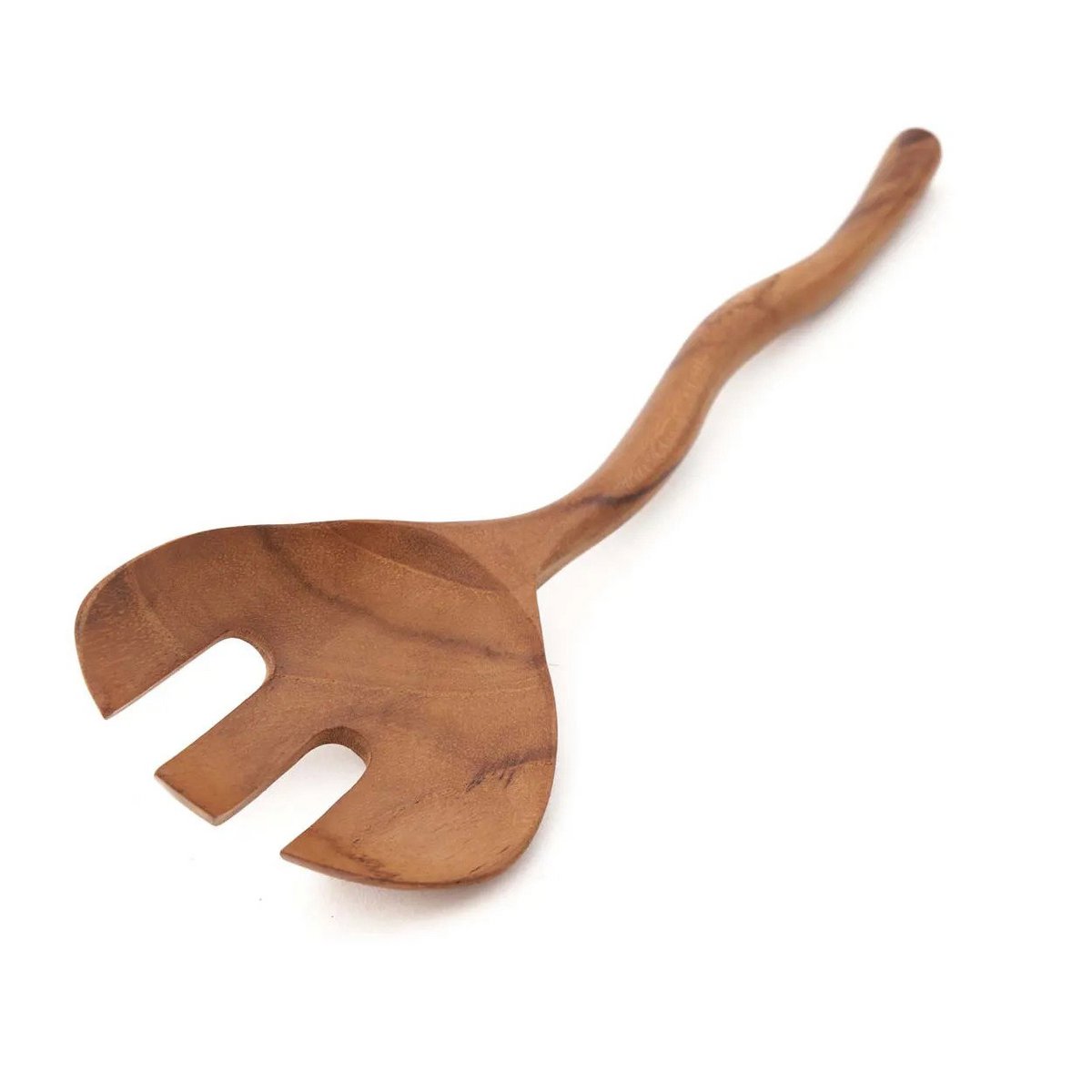Teakhouten saladevork Gedraaide naturel