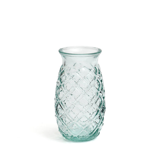 Glazen Ananasglas blauw - M