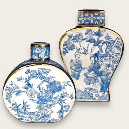 Porseleinen vazen Parijse delfts blauw (Set van 2)