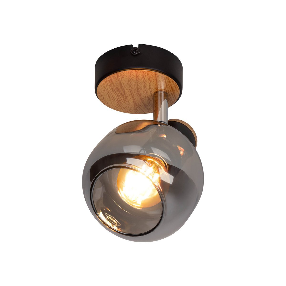 Glazen wandvlek "fumoso", wandlamp gemaakt van zwart en rookglas in zwart en de natuur, met E14 - aansluiting, voor eetkamer, woonkamer, gang of kantoor, lamp voor woonkamer, eetkamer, gang of gang 16 x 14 cm - OutHome