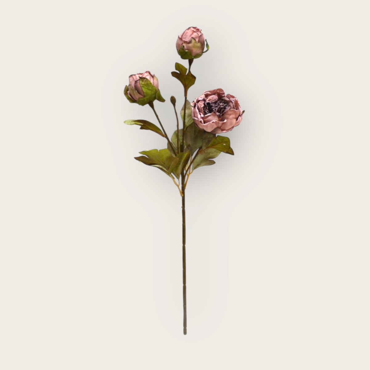Zijden kunstbloem Herfstserie 3 heads peony bruin
