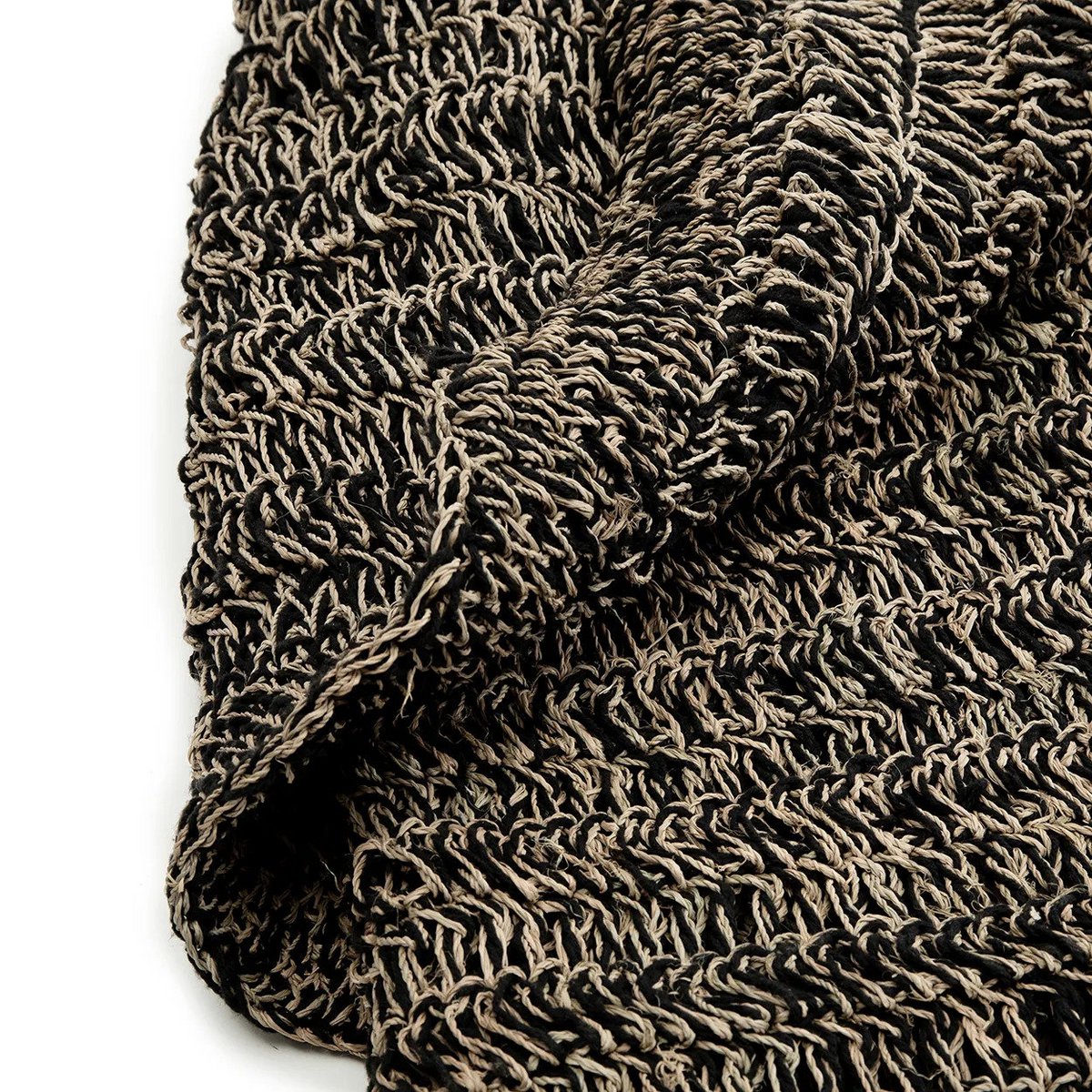 Ronde tapijt Zeegras naturel zwart - 100 cm