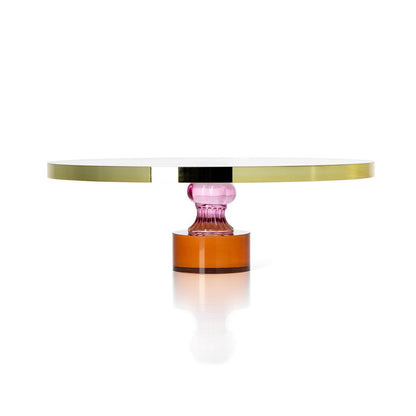 Glazen taartschotel Edelsteen amber/roze/goud