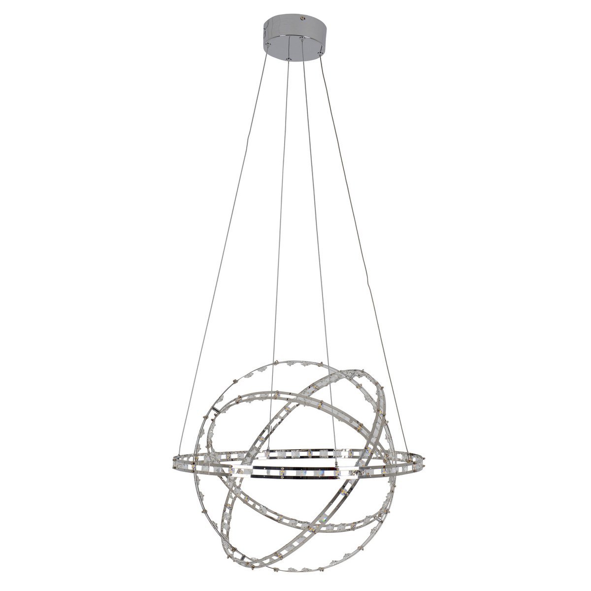 LED - hanglamp "Cosmos" metaal en plastic in chroom, Ø60 cm, met stevig ingebouwde LED's, verlichting voor woonkamer, eetkamer of kantoor. - OutHome