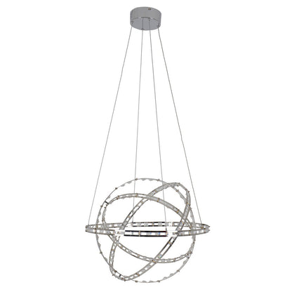 LED - hanglamp "Cosmos" metaal en plastic in chroom, Ø60 cm, met stevig ingebouwde LED's, verlichting voor woonkamer, eetkamer of kantoor. - OutHome