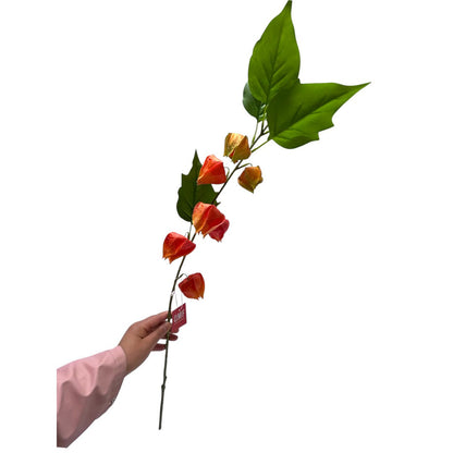 Zijden kunstbloem Physalis peruviana oranje - 95 cm