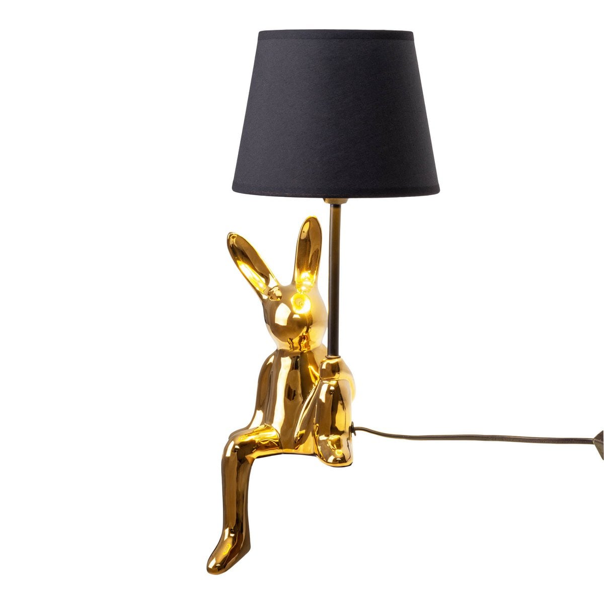 Tafellamp "helge" Ø 18 cm, hoogte ca. 45 cm, gemaakt van keramiek in zwart en gouden, zwarte tekstbladen - OutHome