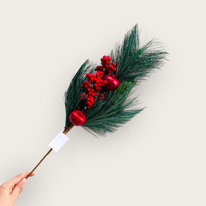 Zijden kunstbloem Appel kerstbloemcombinatie rood/groen