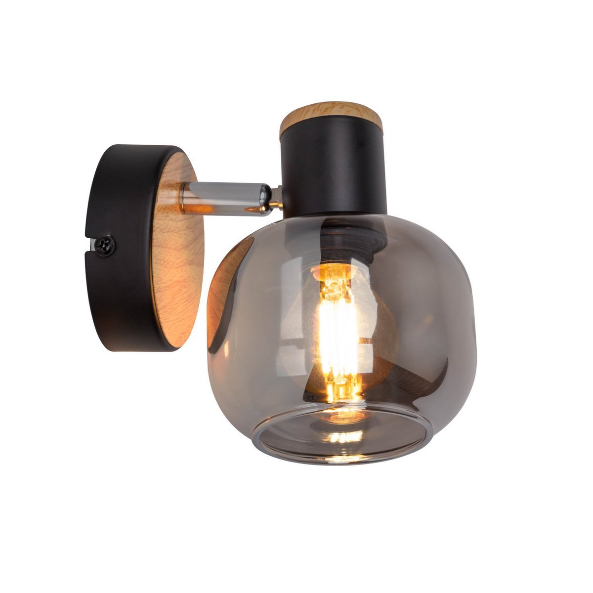 Glazen wandvlek "fumoso", wandlamp gemaakt van zwart en rookglas in zwart en de natuur, met E14 - aansluiting, voor eetkamer, woonkamer, gang of kantoor, lamp voor woonkamer, eetkamer, gang of gang 16 x 14 cm - OutHome