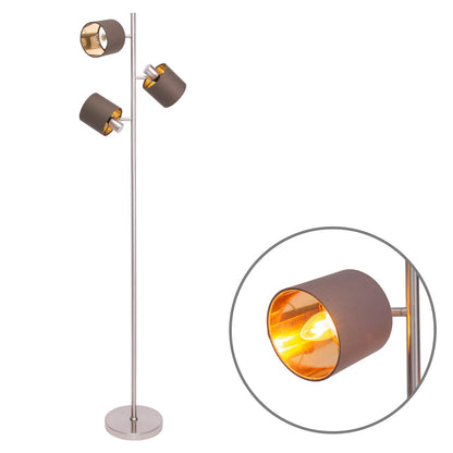 Vloerlamp Maron Satijn/Bruin - 153 cm (E14)