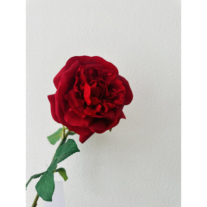 Zijden kunstbloem Hand touch rose rood - 65 cm