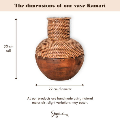 Vaas Kamari Rotan/Hout Bruin - Ø 22 cm