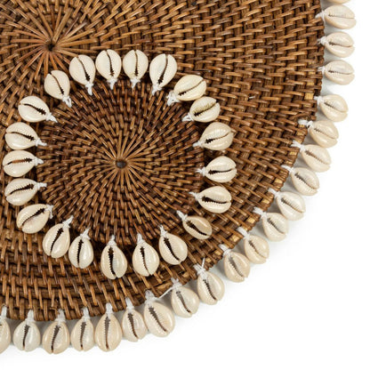 Rattan onderzetter Shell natuurlijk bruin - 15 cm