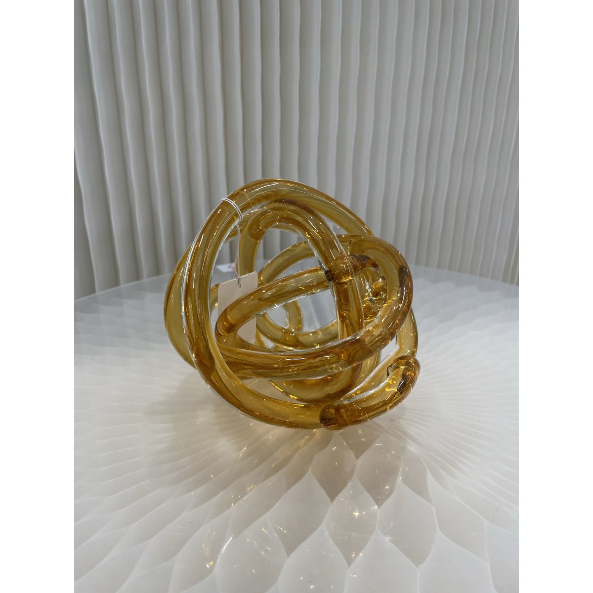 Glazen knoop L-maat geel