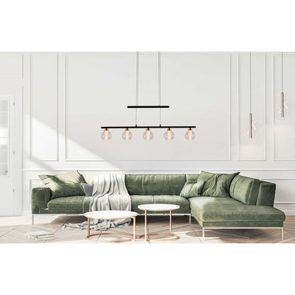 LED Hanglamp Messing/Zwart Glas - 90 cm