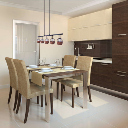 Hanglamp Corbis 5-Lichts Zwart/Rotan - 100 cm (E14)