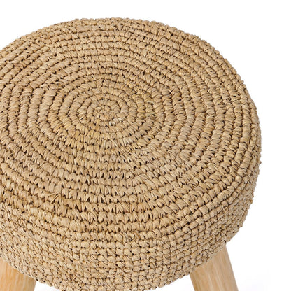 Teak kruk Raffia natuurlijk