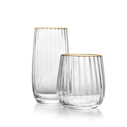 Glazen longdrinkglas Golden rim highball natuurlijk goud