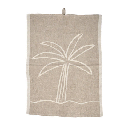 Linnen keukenhanddoek Palmboom natuurlijk wit - 50x70 cm