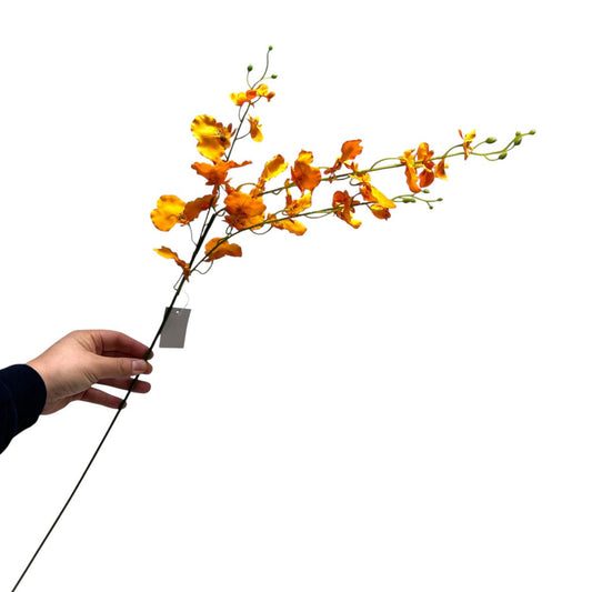 Zijden kunstbloem Oncidium oranje - 97 cm